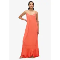Superdry pour femme. W8011955A Robe longue orange à bretelles (L), Casuel, Fête, Viscose, Sans manches / bretelles