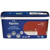 RIPOLIN Peinture mur, cuisine et bain, 2 litres, rouge terracotta satin