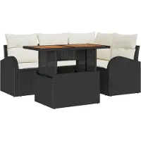 vidaXL Ensemble de canapé de jardin avec coussins 5 pcs noir et crème