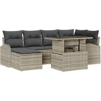 vidaXL Ensemble de canapé de jardin avec coussins 7 pcs gris clair