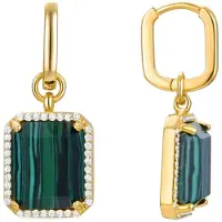 Luxenter Boucles D'oreilles En Argent 925 Luxenter Avec Malachite Finie En Or Jaune 18k - Kakan
