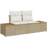 vidaXL Canapé de jardin Beige 184 x 62 x 85cm Poly-Rattan