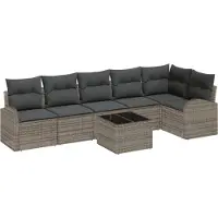 vidaXL Ensemble de canapés de jardin en polyrotin gris