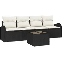 vidaXL Ensemble de canapés de jardin , noir, 55 x 55 x 37 cm, en rotin synthétique