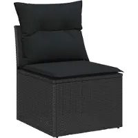 vidaXL Ensemble de canapés avec coussins 3 pcs noir poly rotin
