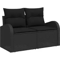 vidaXL Ensemble canapé de jardin avec mémoire 9 pcs noir poly rotin