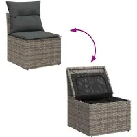 vidaXL Ensemble de canapés de jardin avec rangement et coussins, 9 pièces, gris, en polyrotin