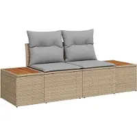 vidaXL Ensemble de canapé de jardin , 7 pièces, beige, en résine tressée