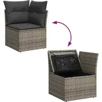 vidaXL Ensemble de canapés de jardin avec coussins, 13 pièces, gris, en polyrotin