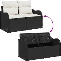 vidaXL Ensemble de canapés de jardin avec coussins, 6 pièces, polyrotin noir