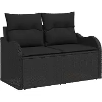 vidaXL Ensemble de canapés de jardin , 6 pièces, noir, en résine tressée