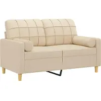 vidaXL Canapé 2 places avec oreillers décoratifs crème 120 cm tissu