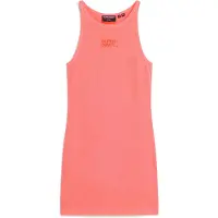 Superdry Femme Robe Côtelée Brodée à dos Nageur Rose Taille: 40