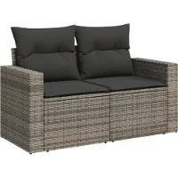 vidaXL Ensemble de salon de jardin 7 pièces avec coussins Gris Poly rotin
