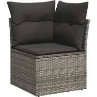 vidaXL ensemble de salon de jardin 6 pièces avec coussins Gris Poly Rattan
