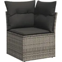 vidaXL Ensemble de salon de jardin 10 pièces avec coussins Gris Poly Rattan
