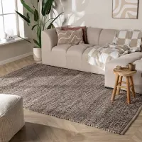 NATURL. Tapis en laine - Feline Marron/Chiné | 80x150 cm | Rectangulaire | Tissage plat