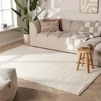 NATURL. Tapis en laine - Feline Blanc | 80x150 cm | Rectangulaire | Tissage plat