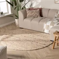 NATURL. Tapis en laine rond - Feline Taupe/Chiné | Ø 160 cm | Rond | Tissage plat