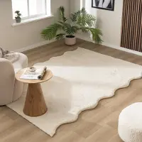 NATURL. Tapis doux à poils longs - Comfy Supreme Wavy Crème | 80x150 cm | Rectangulaire | Pile haute