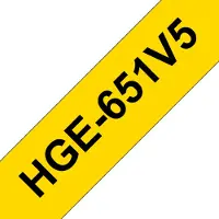 Brother HGe-651v5 - (24 mm) - Noir sur jaune - Ruban