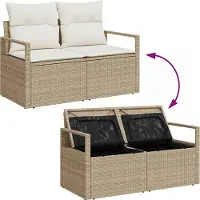 vidaXL Ensemble de canapé de jardin avec coussins 11 pcs Beige et Crème Poly-Rotin