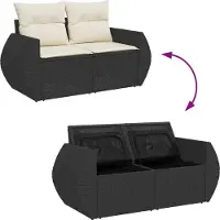 vidaXL Ensemble de canapé de jardin avec coussins 9 pcs noir et crème poly rotin