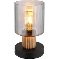 Globo Lampe de table, bois, verre fumé, 1 flamme, H 21 cm