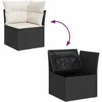 vidaXL Ensemble de canapés de jardin avec coussins (10 pièces), noir et crème, en polyrotin