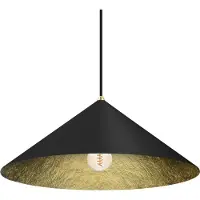 Milagro Lampe suspendue à cône noir avec intérieur doré Ø 50 cm Fuji 1xE27
