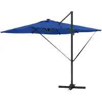 vidaXL Parasol avec bandes lumineuses LED, bleu azur, 286 x 284 x 270 cm