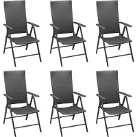 vidaXL Ensemble de jardin 7 pièces noir Poly rotin