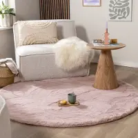 NATURL. Tapis rond à poils longs - Comfy Supreme Rose | Ø 80 cm | Rond | Pile haute