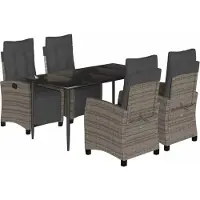 vidaXL Ensemble de jardin 5 pièces avec coussins Gris Poly rotin