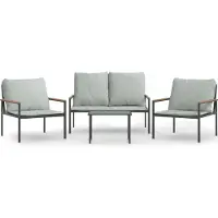 vidaXL Ensemble salon de jardin 4 pièces avec coussins Anthracite Acier