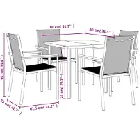 vidaXL Ensemble de jardin 5 pièces noir Textilène et acier