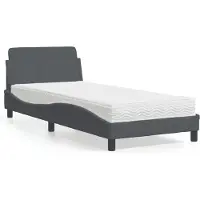 vidaXL Lit avec matelas "Dover" gris foncé 90x200 cm velours