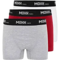 Moxx Paris Boxers gris chiné / rouge foncé / noir / blanc