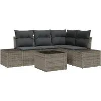 vidaXL Ensemble canapé de jardin avec mémoire gris clair Poly-Rattan