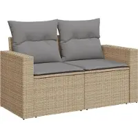 vidaXL Ensemble de salon de jardin 4 pièces avec coussins Beige Poly Rattan