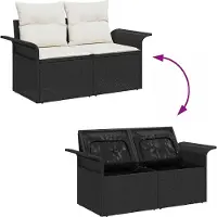 vidaXL Ensemble de canapé de jardin avec mémoire 6 pcs noir poly rotin
