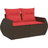 vidaXL Ensemble de 10 canapés de jardin avec coussins, marron, polyrattan