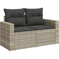 vidaXL Ensemble de salon de jardin 6 pièces avec coussins gris clair Poly rotin