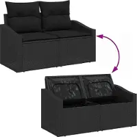 vidaXL Ensemble de canapé de jardin avec coussins 7 pcs noir poly rotin