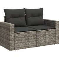 vidaXL Ensemble de salon de jardin 4 pièces avec coussins Gris Poly rotin