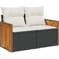 vidaXL Ensemble de canapés de jardin noir et crème 231 x 224 x 85 cm en rotin synthétique