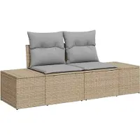 vidaXL Ensemble de canapé de jardin avec coussins 9 pcs Beige et gris clair Poly-Rotin