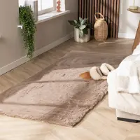 NATURL. Tapis de couloir doux à poils longs - Comfy Supreme Taupe | 80x250 cm | Tapis de couloir | Pile haute