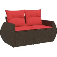 vidaXL Ensemble de 7 canapés de jardin avec coussins, marron, polyrattan