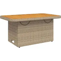 vidaXL Table de jardin beige 90x55x71 cm Poly rotin et bois d'acacia